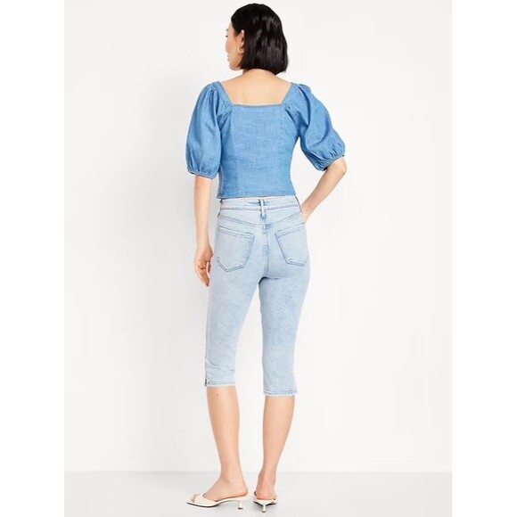 Old Navy Rockstar Slim Capri Jeans Womens 2 Blue Light Wash Stretch NEW - Picture 3 of 13